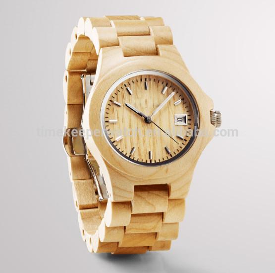 Ebony timber , wood band watches with date function,noctilucent hands can see