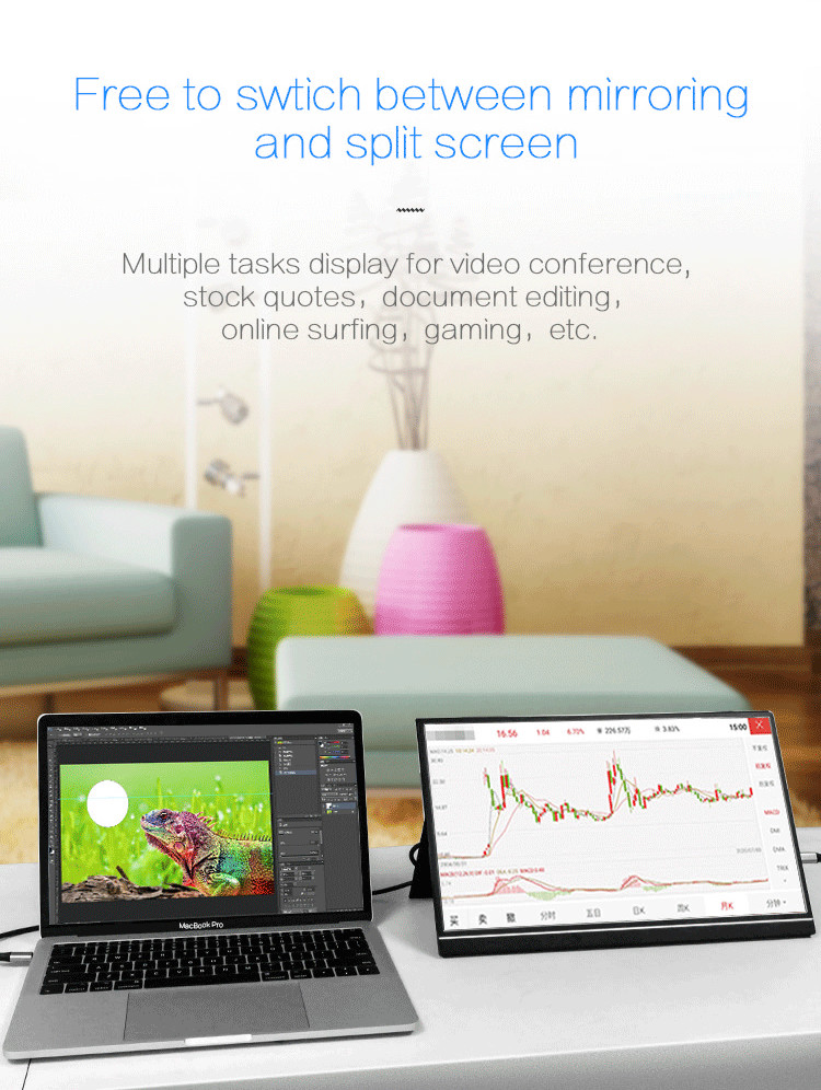 LED Backlight Full HD 1080P 16 Portable Monitor For Smartphone / Laptop