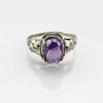 Created Oval Ruby CZ Diamonds Sterling Silver Women Ring (R122)