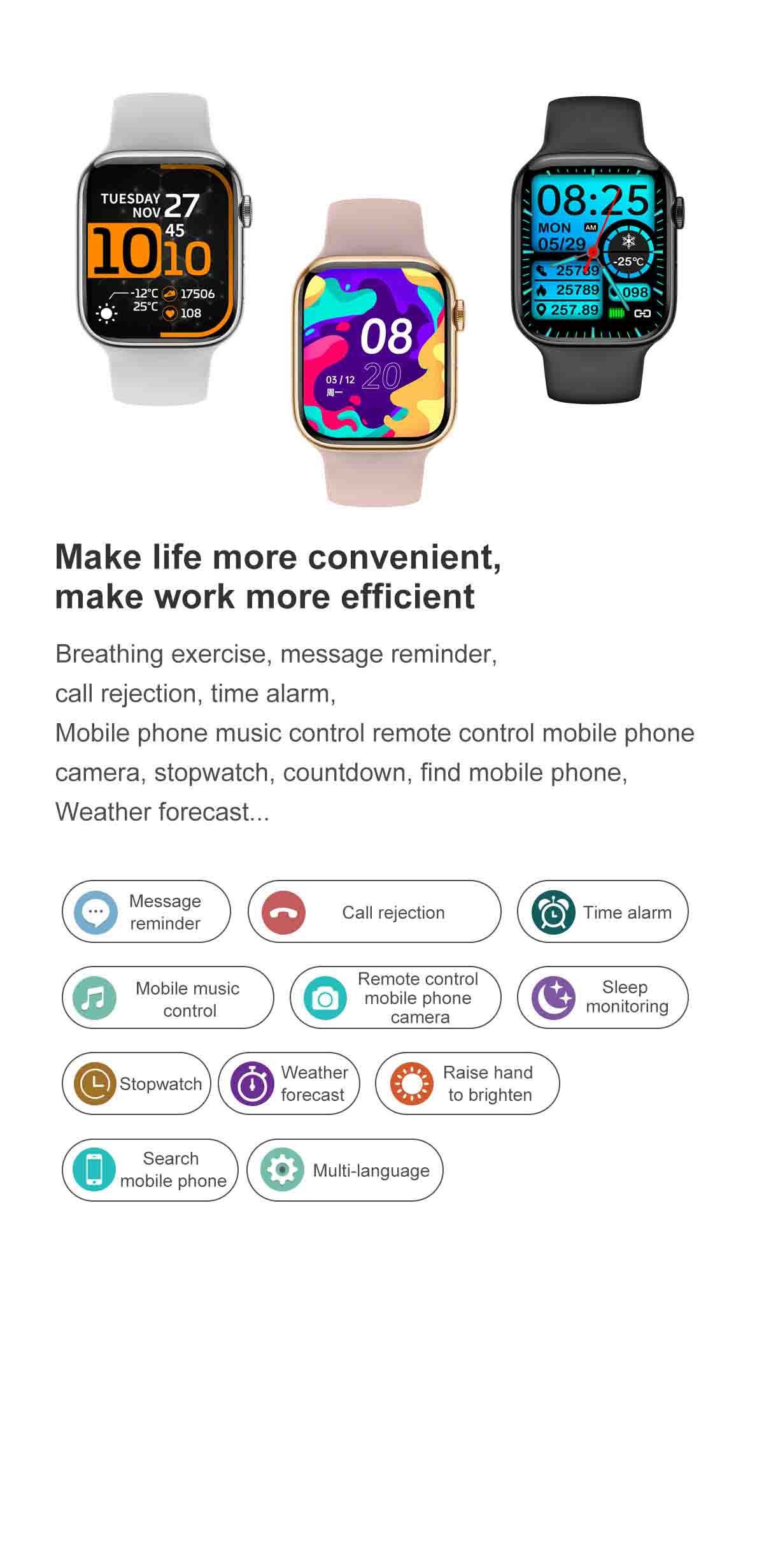 1.8 Inch HD Smart Fitness Tracker Smartwatch For Heart Rate Monitor Notifications