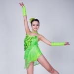 Handmade Beading Latin Dance Wear Diagonal Coin Sequin Fringe Dress Leotard