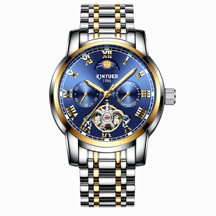 Luxury Mechanical Wrist Watch Tourbillon Automatic Movement Mens Skeleton Moon Phase Automatic Mechanical Watch