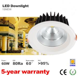 Quality 60W Ultra high lumens 5500LM Dimmable CREE COB home hotel lighting LED Downlight wholesale