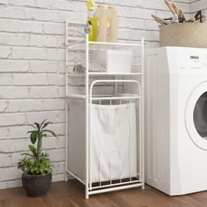 Quality White Anti Corrosion H105cm Steel Laundry Basket wholesale