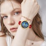 Fashion Stainless Steel Alloy Case Diamond 3ATM Waterproof Quartz Watch Leather