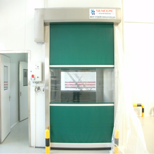 Economical Green PVC High Speed Doors Wind Load Area With Viewing Window