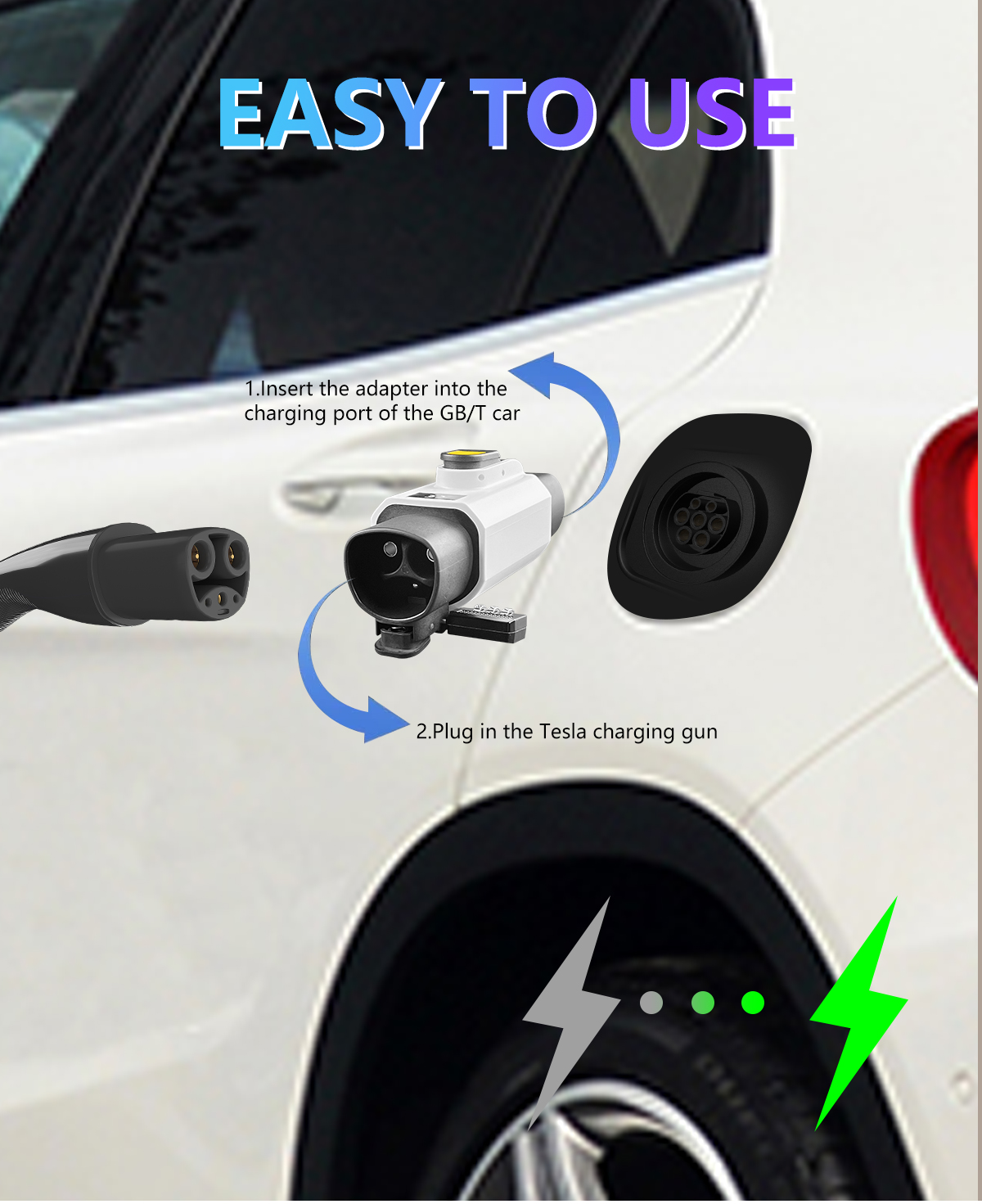GBT Electric Portable Charging Station 220v Car side Plug 7KW 32A Tesla to GBT EV Charger Converter Single Phase Adapter
