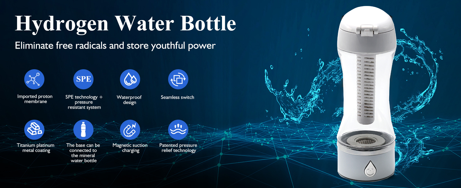 Power W 0 Hydrogen Water Generator Cup for 3min Quick Electrolysis and Healthy Drinking