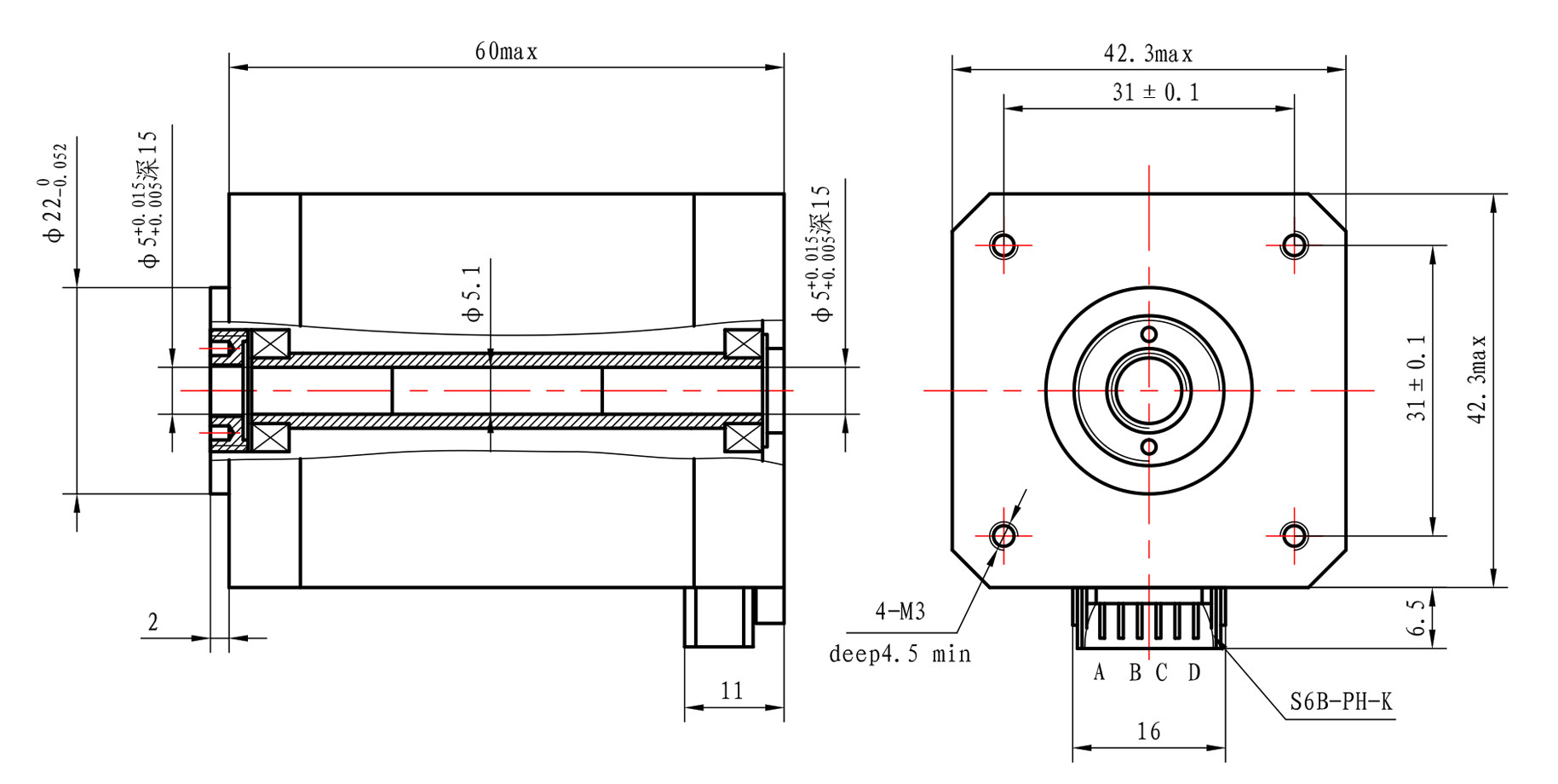 3.0A Non Captive Stepper Motor NEMA 17 For Precision Positioning System