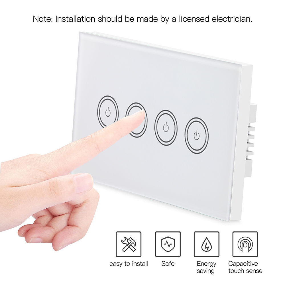US Touch WIFI Smart Wall Light Switch 120 * 72 * 34mm Compatible With Alexa And Google