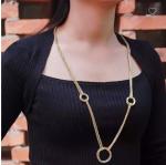 Light Style Circle Pendant Long Necklace 18K Gold Stainless Steel Necklace