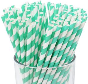 Quality 150 Pack Paper Sucker Giant Bamboo Baby Blue Wedding Paper Straws wholesale
