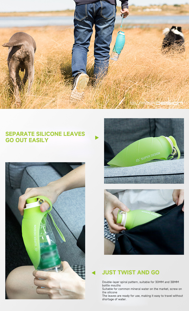 Leakproof Silicone Portable Dog Water Bottle For Walking Dog Travel Water Dispenser