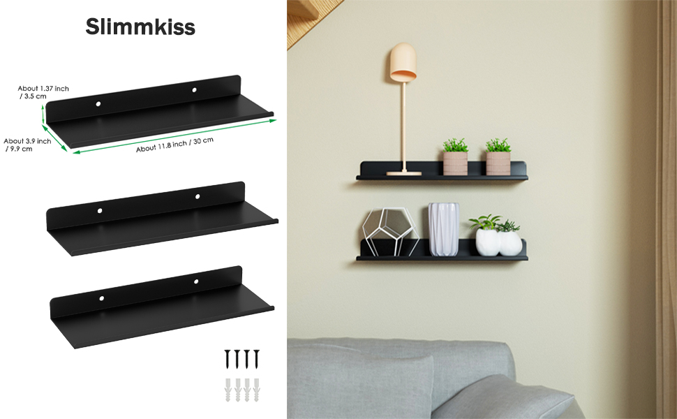 Floating Shelf Wall Mounted Heavy Duty Metal Rack for Living Room Bedroom Bathroom Storage