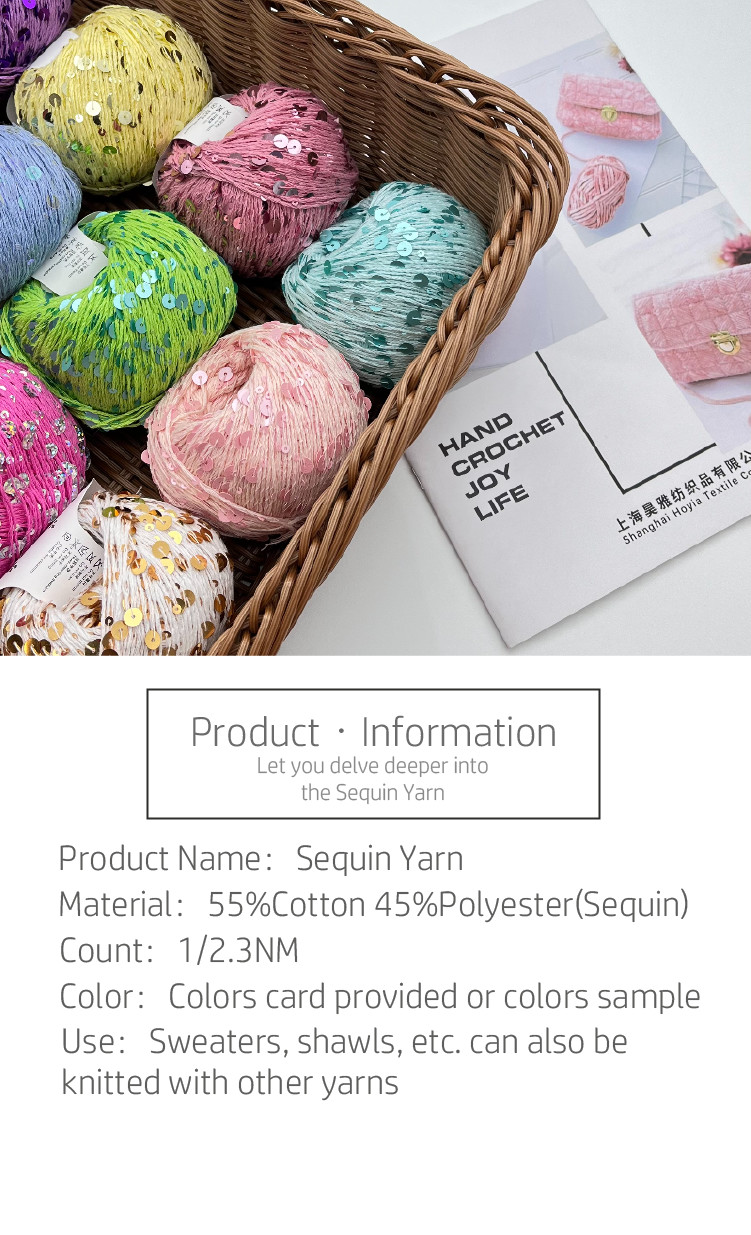 3MM 6MM Sequins Paillette Yarn Cotton Crochet Fancy Design For Crafting And Knitting