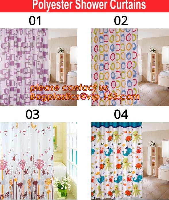 SCENERY PRINTING POLYESTER SHOWER CURTAIN, custom 3d eva shower curtain for bathroom, Popular cotton hooks polyester tex