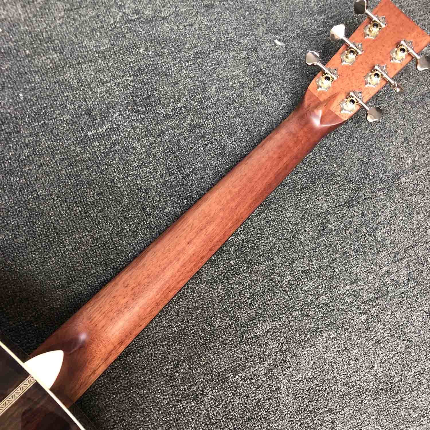 Custom AAAAA All Solid Spruce Wood OM JM Handmade 14 Frets Acoustic Guitar Fishbone Binding