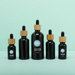 Quality Round 5ml Bamboo Black Essential Oil Dropper Bottle wholesale