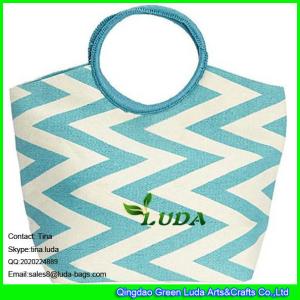 Quality LUDA women's straw chevron paper straw bag striped shopper beach bag wholesale