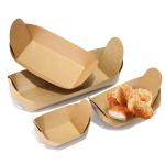 Food Grade Greaseproof Snack Packaging Disposable Paper Tray Eco Friendly Brown
