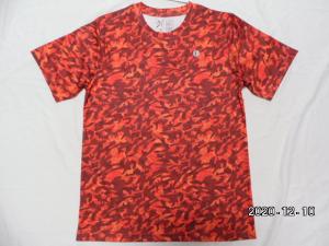 Quality Fast Dry Allover Print 100% Polyester Mens Round Neck T Shirt Red wholesale