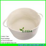 LDKZ-061 white cotton rope storage basket with handles soft durable toy storage