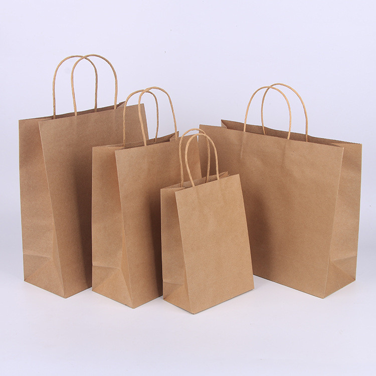 Assorted Color Middle-Size Kraft Paper Bags With Handle Gift Bag For Wedding Party Favor Decorations
