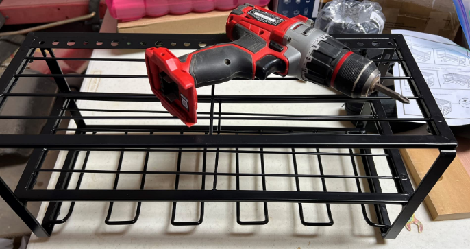 Metal Wire 3 Layers Wall Mount Tool Shelf for Cordless Drill Organization and Storage