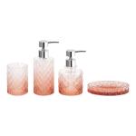Luxury Ombre Orange Glass Bathroom Accessories Set Round Shape With Diamond