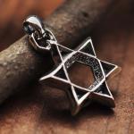 Sterling Silver Wheat Chain Men's Necklace with Silver Star of David Pendant