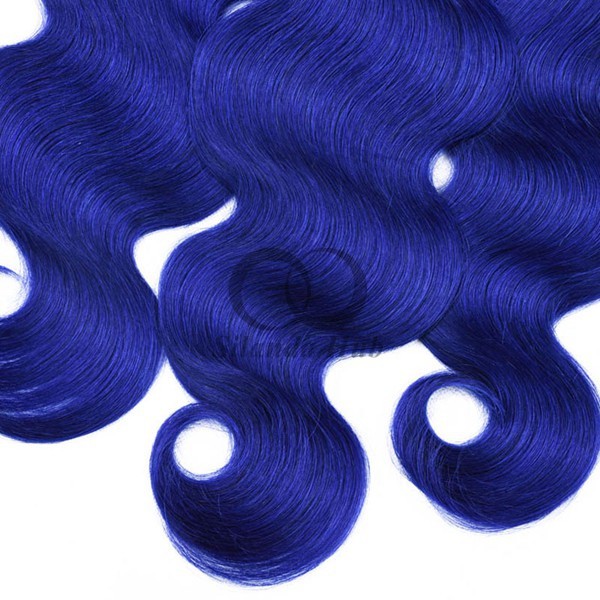Blue Body Wave Remy Human Hair Bundles Sew In Weave Bundles Brazilian Bundle Deals