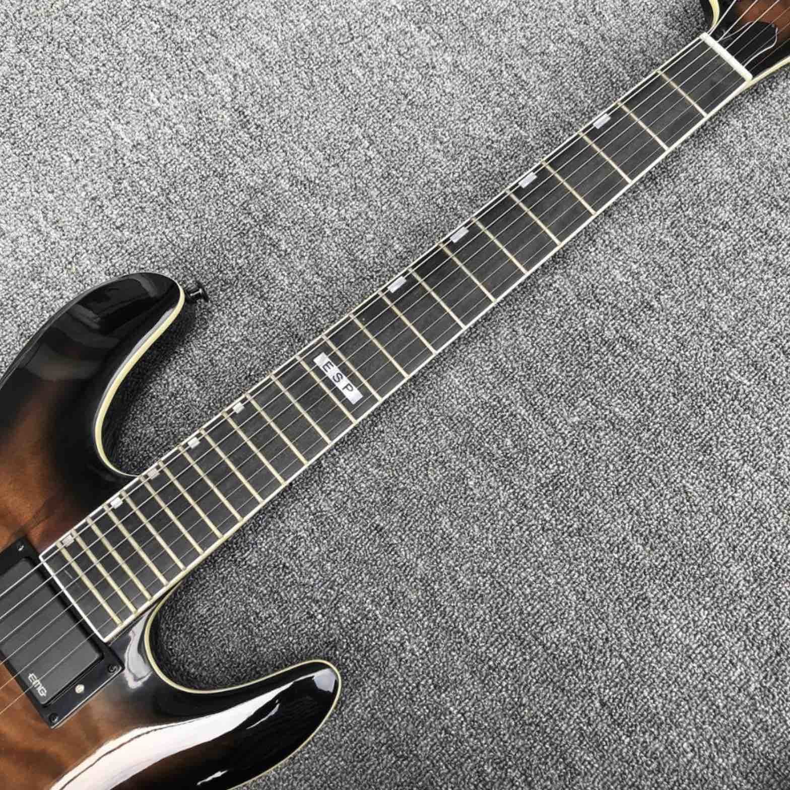 ES Solid Body Brown Burst Maple Top 6 Strings Electric Guitar with Black Hardware
