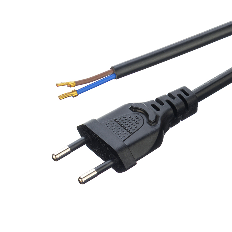 Oxygen Free Bared Stranded Copper Conductor Material 2.5A Brazil 2 Round Pin Plug Power Cords for Household Appliances