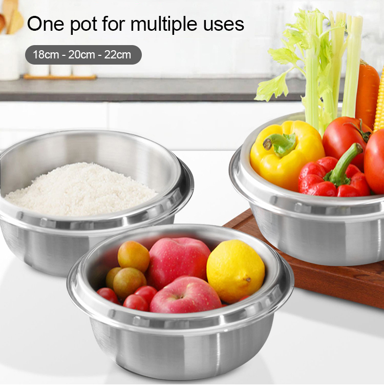 High Quality Food Cooking Pot 304 Stainless Steel 18cm 20cm 22cm Restaurant Stock Pot Set Cooking Pot