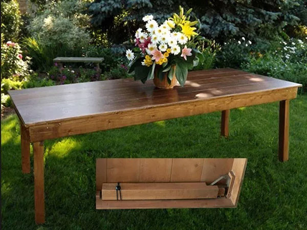 Recycled Elm Wood Banquet Tables Farmhouse Folding Event Table Vintage Colour