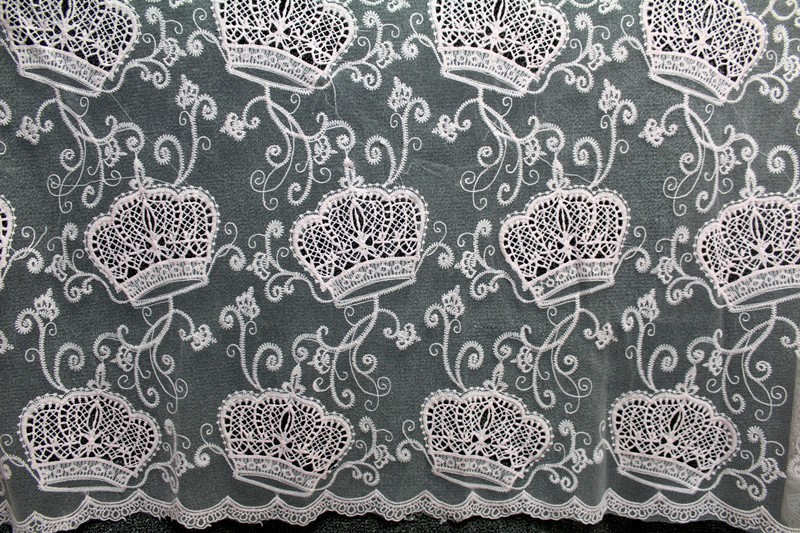 Apparel Accessories Mesh based Crown Style Embroidery Lace Fabric Crown in Different Color