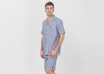 Anti Pilling Mens Luxury Sleepwear Woven Cotton Linen Yarn Dyed Pajamas Shorts