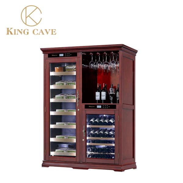 Dual Zone Touch Control Electric Cigar Cooler Reagan Luxe Wood Humidor Wine