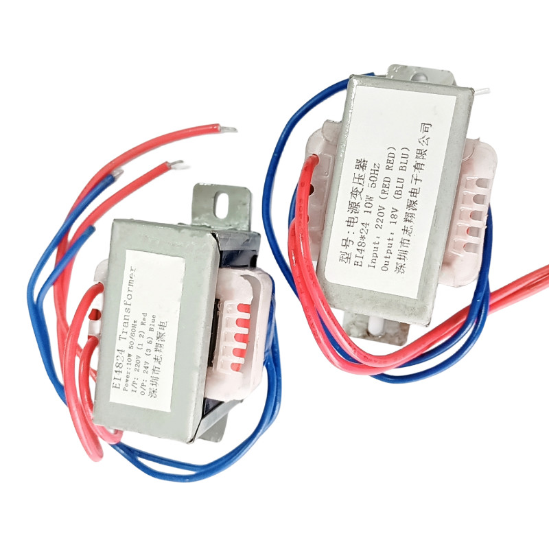 Customized Single And Double Groups EI48 Low Frequency Power Transformer 10W 220V To 18V