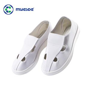 Quality esd protection shoes Pu White blue Shoes Anti-static Esd Pu Esd Cleanroom Shoes With 4 Holes Welcro cleanroom esd shoes wholesale