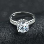 925 Sterling Silver Round Cut Brilliant Cubic Zirconia Ring Lady's Jewelry