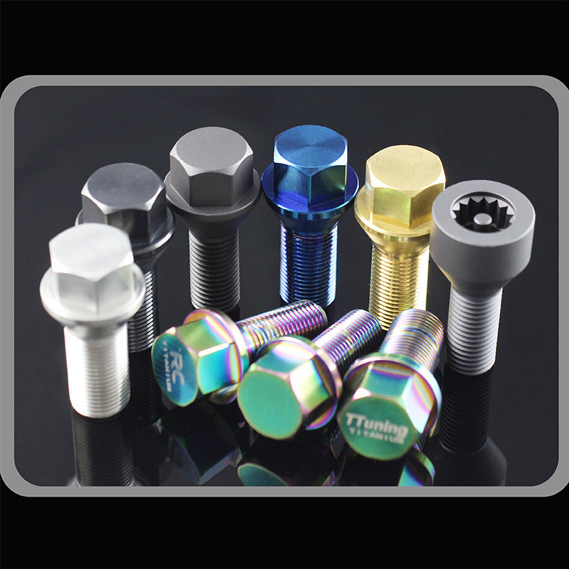 Black Close End GR5 Titanium Lug Nuts M12x1.25 M12x1.5 M14x1.5 M14x1.25 With PVD Coating