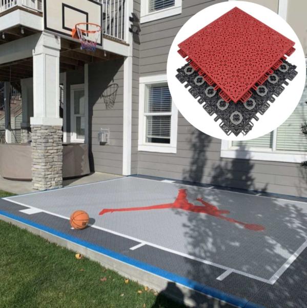 Mobile Diy Logo Interlocking Sports Flooring Mat for Outdoor Basketball