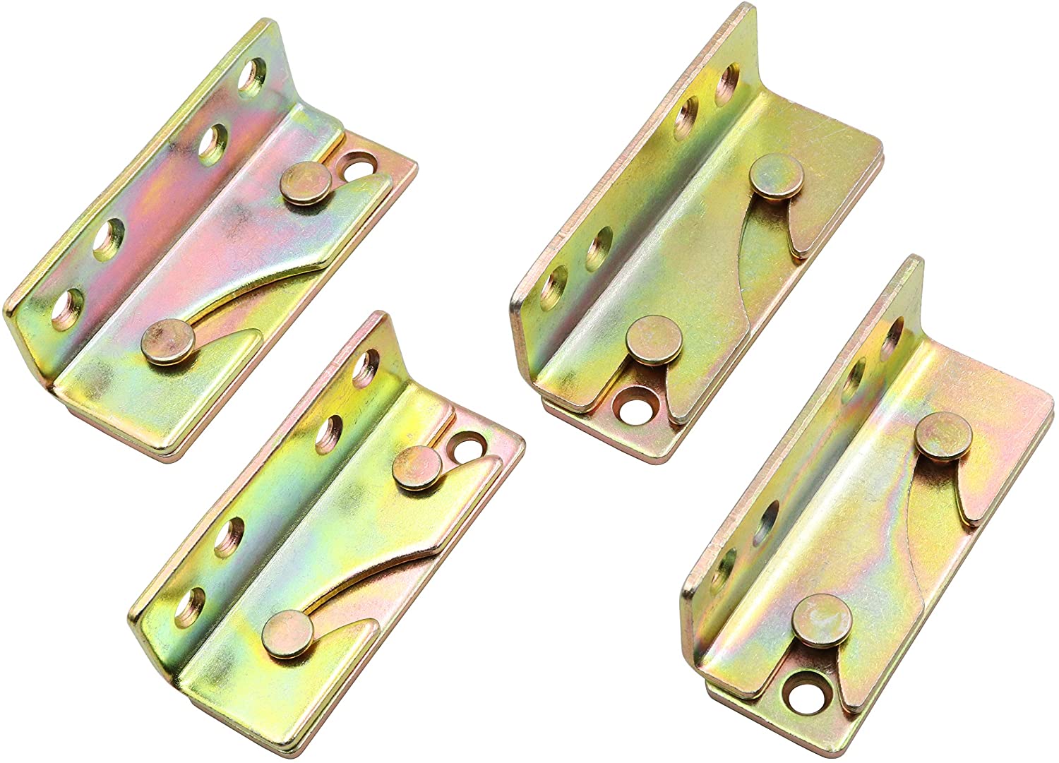 Bed Hinges Bed Rail Brackets 3.1" Double Hooks Heavy Duty Iron Replacement Part for Bed Frames Headboard Footboard with Screws