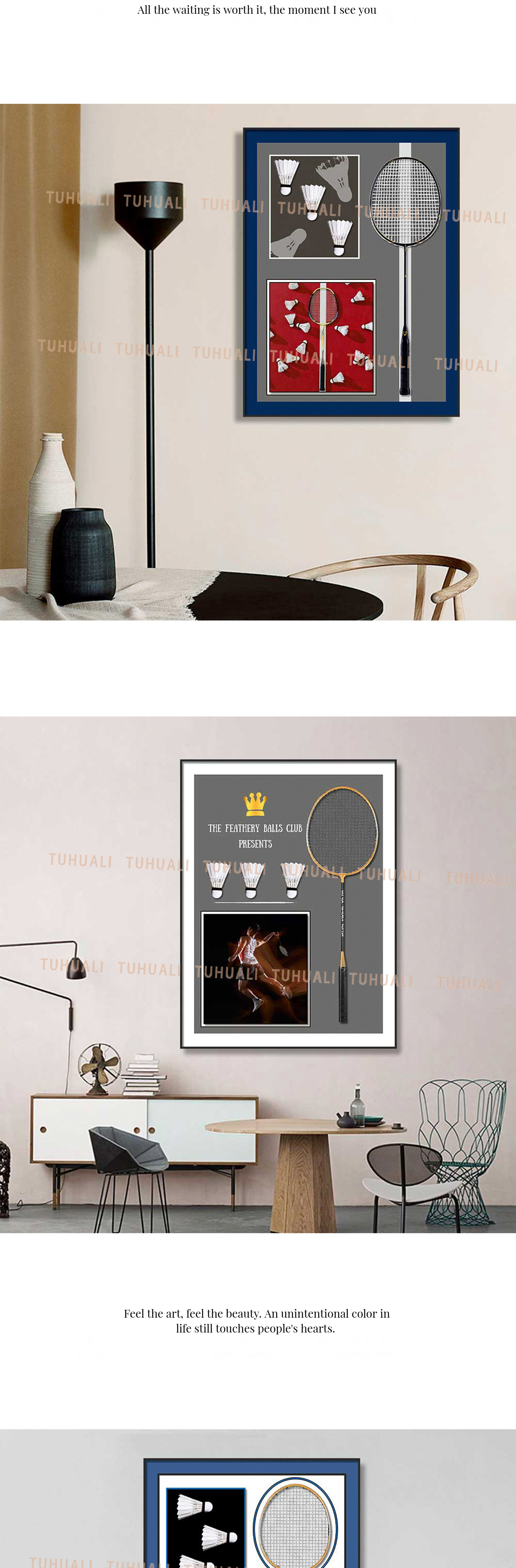 High Resolution Printing Modern Badminton Gymnasium Mural for Sports Venue Decoration