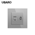 White Black Gray RJ45TV Dual Light Socket Accessories Tempered Glass Panel