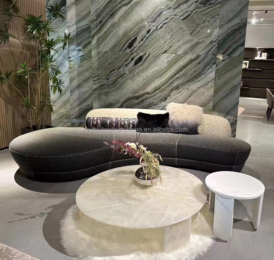 Natural Translucent Ice Age Onyx Marble Slab for Backlit Wall Panel Table Top in Hotels