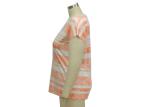 Allover Pigment Stripe Printing Ladies Casual Crew Shirt Shot Sleeves And Custom