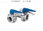 DN50 Thread Three Way Butterfly Valve With Aluminum Actuator For Food Grade