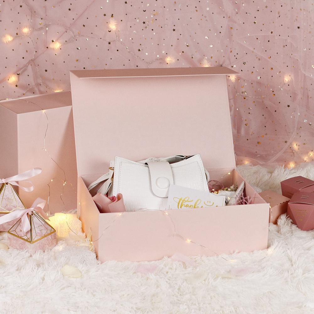 Gift Packaging Paper Box With Magnetic Lid Custom Print Folding Thick Magnetic Flip Close